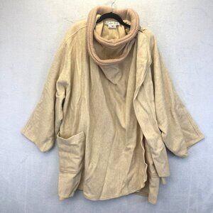 Vintage Central Park Oversized Wool Cape One Size Lagenlook Cowl Wrap Beige RARE